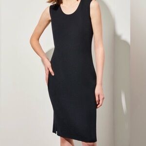 Ming Wang Sleeveless Sheath Dress Small Black Knit Tank Modest Classy